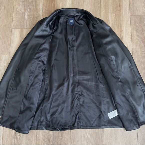 S O L D : Gap Vegan Leather Blazer Black Size Large Womens - Picture 7 of 13